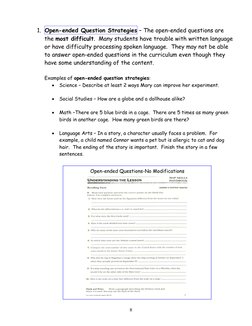 8 
 
1. Open-ended Question Strategies – The open-ended questions are 
the most difficult.  Many students have trouble with