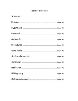 Table of Contents 
  
Abstract 
 
Problem .......................................................................... (page #)