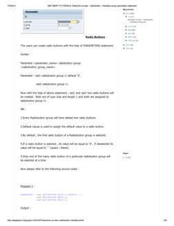 Checkbox Syntax Abap ABAP Selection Screen: Radio Buttons & Checkboxes | PDF | Parameter ...