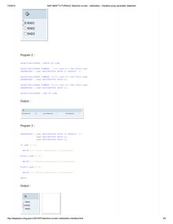Checkbox Syntax Abap ABAP Selection Screen: Radio Buttons & Checkboxes | PDF | Parameter ...