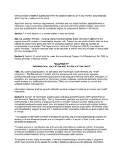 formula and/or breastmilk substitutes within the lactation stations, or in any event or circumstances 
which may be conducive