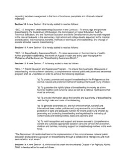 regarding lactation management in the form of brochures, pamphlets and other educational 
materials." 
Section 10. A new Sect