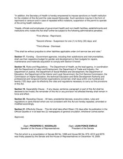 "In addition, the Secretary of Health is hereby empowered to impose sanctions on health institution 
for the violation of thi