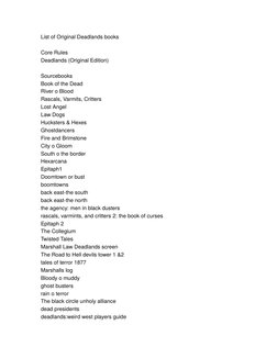 Bloody Rascal Original Deadlands Books List | PDF