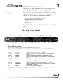 dbx 234/223 Crossover Operation Manual | PDF