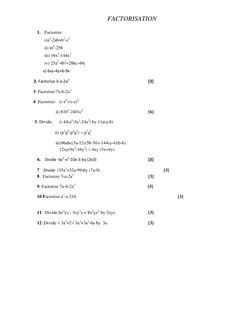 Factorisation Class 9 Worksheet.pdf Class 9 Factorisation Exercises | PDF