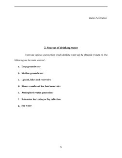Water Purification 
2. Sources of drinking water
                There are various sources from which drinking water can b