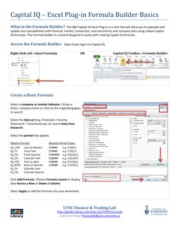Capital IQ Excel Formula Builder Guide | PDF | Spreadsheet | Microsoft ...