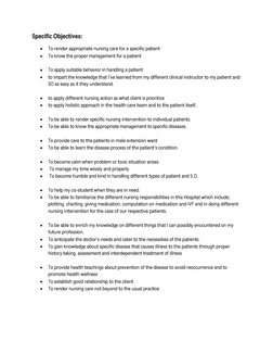 Nursing Objectives for Clinical Practice | PDF | Health Care | Nursing
