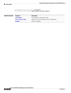 Configuration Management Commands on Cisco IOS XR Software
apply-template
SMR-106
Cisco IOS XR System Management Command Re