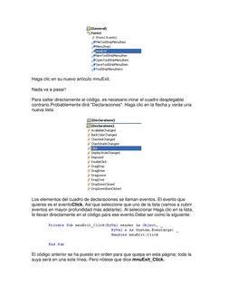 Haga clic en su nuevo artículo mnuExit. 
Nada va a pasar! 
Para saltar directamente al código, es necesario mirar el cuadro