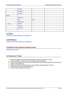 Report Design Specification Template | PDF | Specification (Technical ...