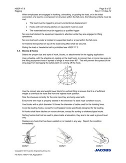 HSEP 17.6    
Page 9 of 27 
Rigging 
Rev 7, 01-Sep-12 
Copyright © 2012 Jacobs Engineering Group Inc. 
 
 
File Name: HSEP17-