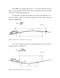 Where SSD is the stopping sight distance, V1 is the initial vehicle speed (speed 
limit), g is the gravitational constant,