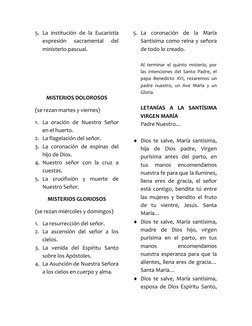 5. La institución de la Eucaristía 
expresión 
sacramental 
del 
ministerio pascual. 
 
 
 
MISTERIOS DOLOROSOS 
(se rezan ma