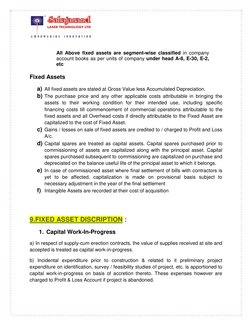 All Above fixed assets are segment-wise classified in company 
account books as per units of company under head A-8, E-30