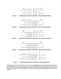 S1
S2
 
Figure 3 
— Single phase test, phase to phase Star – Star connected windings 
 
S1
S2
 
Figure 4 
— Single phase test