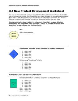 INNOVATION GUIDE FOR SMALL AND MEDIUM ENTERPRISES 
3.4 New Product Development Worksheet 
You may use this worksheet to guide
