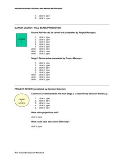 INNOVATION GUIDE FOR SMALL AND MEDIUM ENTERPRISES 
4.
click to type
5.
click to type
MARKET LAUNCH - FULL SCALE PRODUCTION
Re