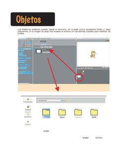 Los fondos los podemos cambiar desde el escenario, en la parte central escogemos fondos y luego 
importamos; en la imagen