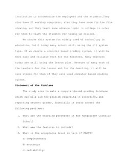 institution to accommodate the employees and the students.They 
also have 20 working computers, also they have room for the f