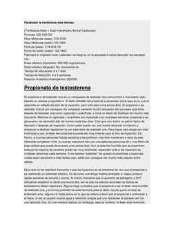 Parabolan la trenbolona más famosa 
(Trenbolona Base + Ester HexaHydro Bencyl Carbonato) 
Formula: C20 H24 O3 
Peso Molecular