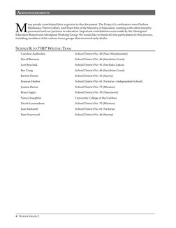 4 • SCIENCE GRADE 2
M
any people contributed their expertise to this document. The Project Co-ordinators were Darlene 
Monkma