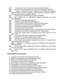12.
 Family pension of a member of  armed forces [Sec.10(19)]
13.
Annual value of one palace of Rulers of Indian States[Sec.1