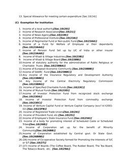 13. Special Allowance for meeting certain expenditure [Sec.10(14)]
(C)  Exemption for Institution
1. Income of a local author