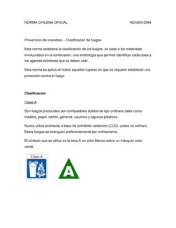 NORMA CHILENA OFICIAL                                                                 NCh934.Of94 
 
Prevención de incendios