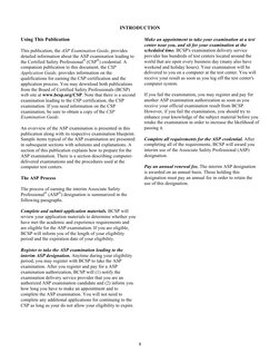 1 
INTRODUCTION 
 
Using This Publication 
 
This publication, the ASP Examination Guide, provides 
detailed information ab