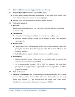 Group 3 : JetBlue Airways Corporation-2009 Case Analysis 
 
9 
7. 
External Environment: Opportunities and Threats  
7.1 
Nat