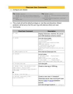 Clearcase User Commands:

Configure user aliases:
File: 
$HOME/.bashrc
    alias ct=/usr/atria/bin/cleartool
    alias sv='/