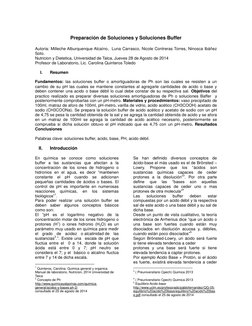 Preparación de Soluciones y Soluciones Buffer 
 
Autoria: Milleche Alburquenque Alcaíno,  Luna Carrasco, Nicole Contreras Tor