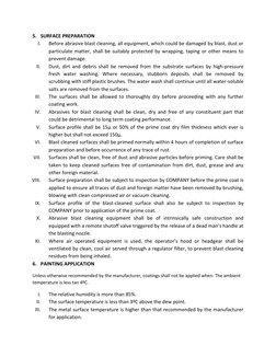 5. SURFACE PREPARATION   
I. 
Before abrasive blast cleaning, all equipment, which could be damaged by blast, dust or 
partic