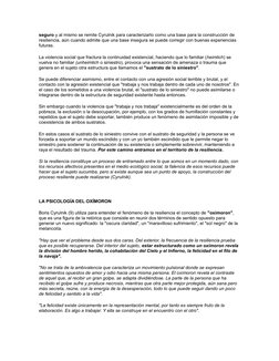seguro y al mismo se remite Cyrulnik para caracterizarlo como una base para la construcción de 
resiliencia, aún cuando admit