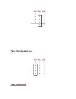  
 
 
 
 
  
Y por último las centenas: 
  
 
  
Suma con llevadas  
