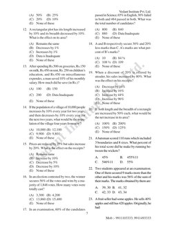 Vedant Institute Pvt. Ltd.
Mob :- 9911103333, 9911493333
Vedant Institute Pvt. Ltd.
7
(A) 50%
(B) 25%
(C) 20%
(D) 10%
(E)
Non