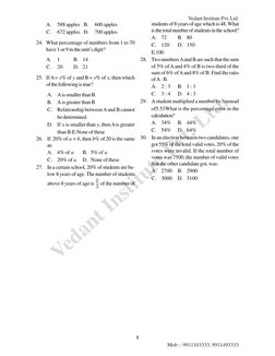 Vedant Institute Pvt. Ltd.
Mob :- 9911103333, 9911493333
Vedant Institute Pvt. Ltd.
8
A.
588 apples B.
600 apples
C.
672 appl