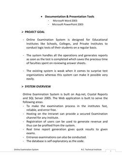 Online Examination System                                                                                      R.C. Technical