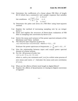 Advanced Digital Signal Processing Exam | PDF | Spectral Density ...