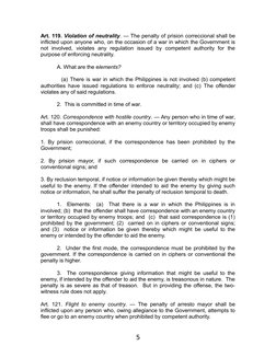 Art. 119. Violation of neutrality. — The penalty of prision correccional shall be
inflicted upon anyone who, on the occasion