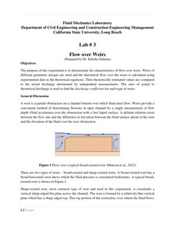 1 | P a g e  
 
Fluid Mechanics Laboratory 
Department of Civil Engineering and Construction Engineering Management 
Cali