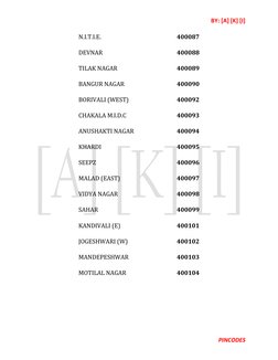 Mumbai and Navi Mumbai Pincode List | PDF | Mumbai