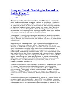 should smoking cigarettes be banned essay Ban on Smoking in Public Places | PDF | Cigarette