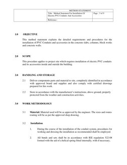 PVC Conduit Installation Method Statement | PDF | Electrical Wiring ...