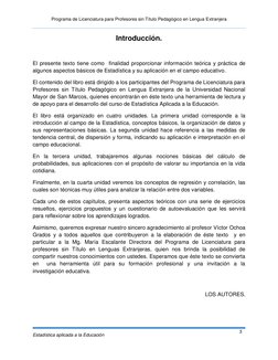 Programa de Licenciatura para Profesores sin Título Pedagógico en Lengua Extranjera 
 
Estadística aplicada a la Educación