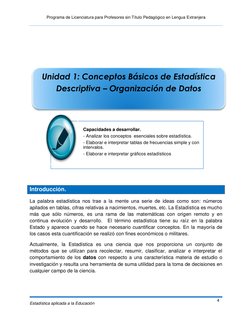 Programa de Licenciatura para Profesores sin Título Pedagógico en Lengua Extranjera 
 
Estadística aplicada a la Educación