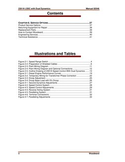 2301A LSSC with Dual Dynamics 
Manual 82046 
 
 
 
ii 
Woodward 
Contents 
 
 
CHAPTER 6. SERVICE OPTIONS....................