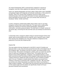 An original photograph (left) is automatically cropped to a square by 
Instagram, and has a filter added at the selection of